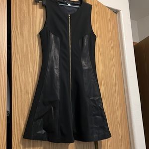 Black dress with leather detail